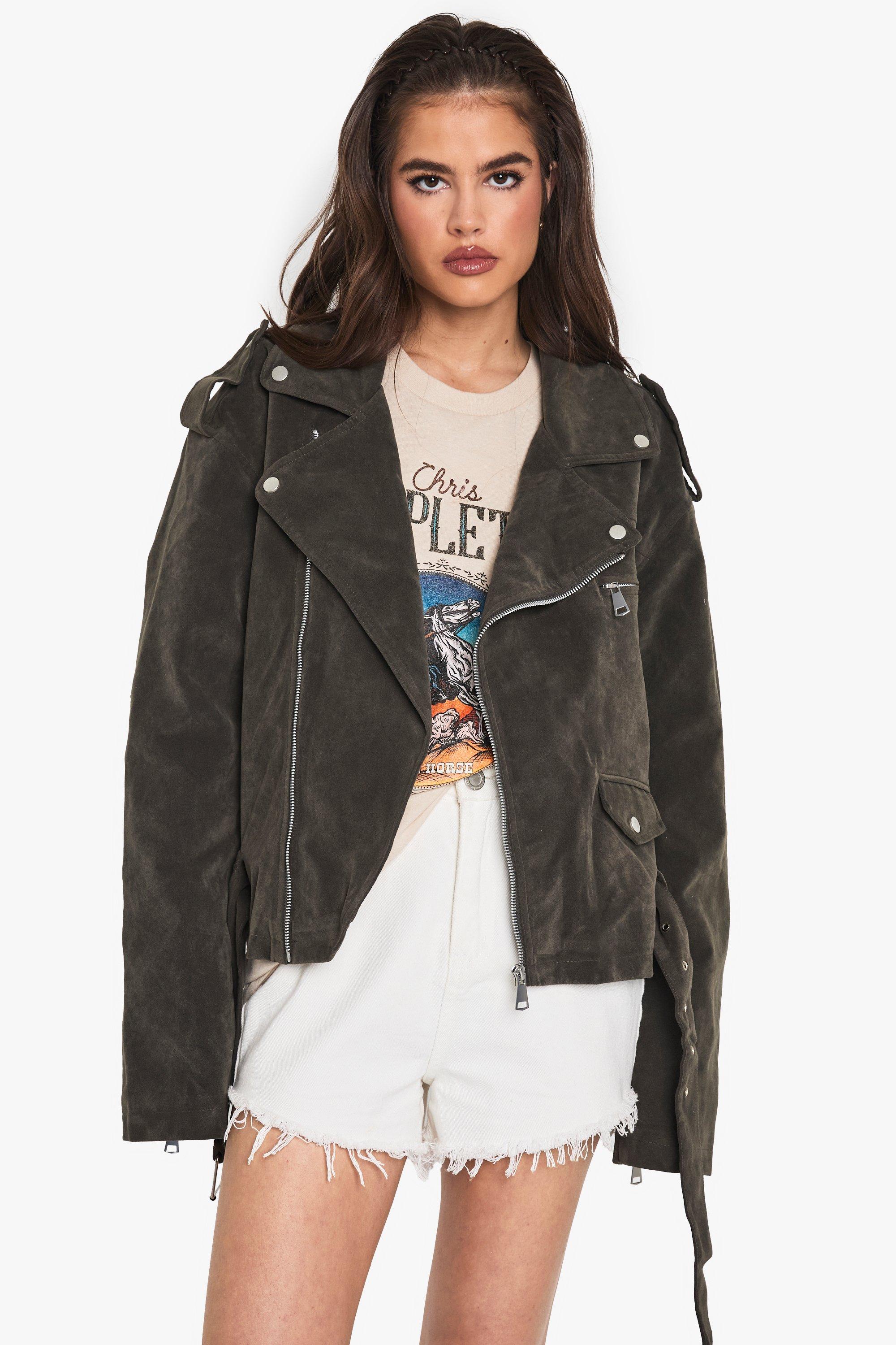 Vintage Suede Look Oversized Moto Jacket | boohoo USA Vintage Suede Look Oversized Moto Jacket | boohoo USA